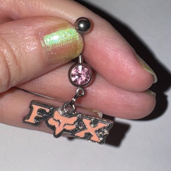 Pink Fox Dangle Belly Ring - Picture 11 of 12